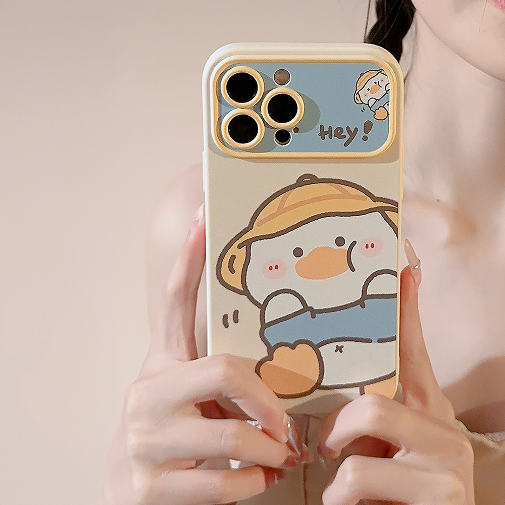 Yellow Phone Accessories - جراب هاتف بتصميم بطة كرتونية كورية