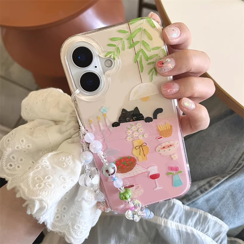 Y2K Phone Accessories - جراب هاتف بتصميم قطة سوداء صغيرة