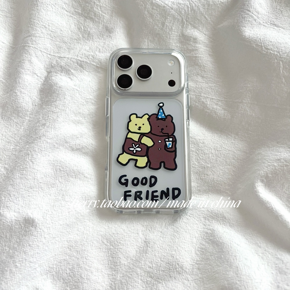 Yellow Phone Accessories - جراب هاتف كوري بتصميم دببة صفراء